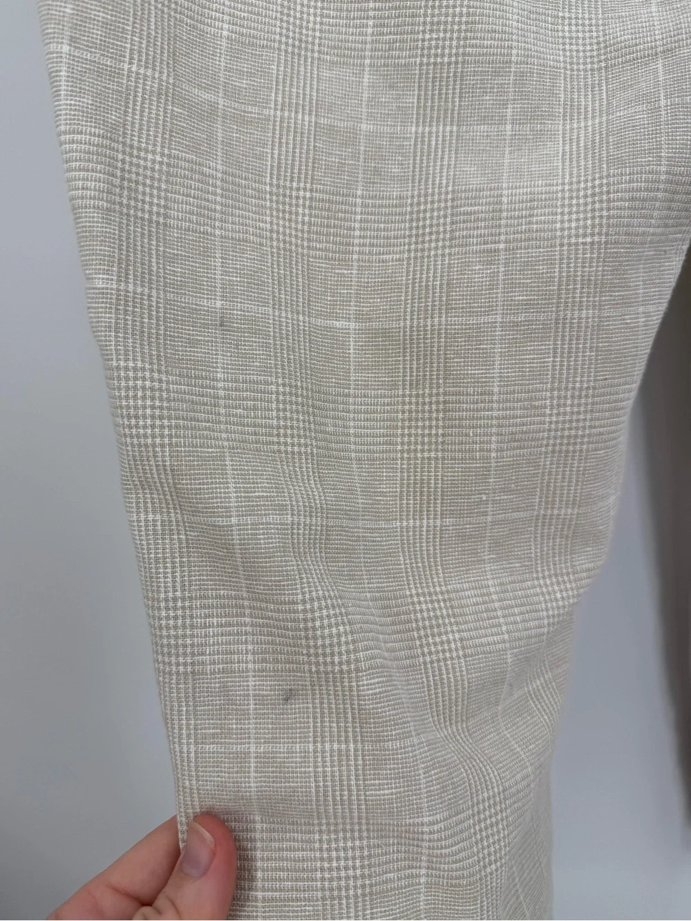 J.Crew Straight Fit Linen Cotton Pant | Natural White Glen Plaid | 34x30